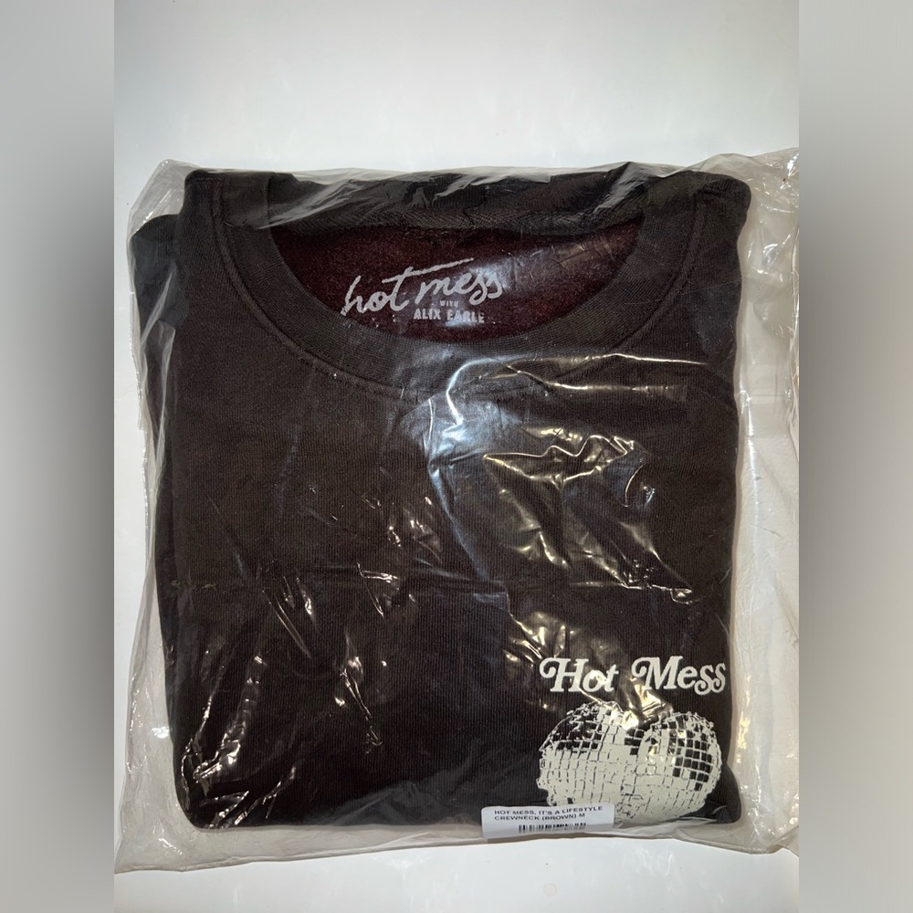 HOT MESS, IT'S A LIFESTYLE CREWNECK (BROWN) (NEVER OPENED BRAND NEW)